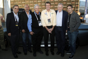 From Left to Right: Ludwig Willisch, CEO BMW NA; Bobby Rahal, Principal RLL Motorsports; Rick Hendrick, owner, Hendrick Motorsports and winner of the BMW M5; Matt Edmonds, VP TireRack and TRSS Sponsor; Craig Jackson, CEO Barrett-Jackson; Jeff Gordon, NASCAR Driver #24